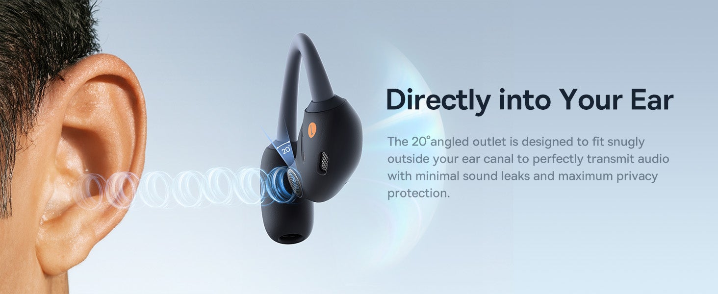 Open Ear Headphones With Directional Acoustics, Punchy Bass, Stable Fit, Ultra-Light Weight, IPX4 Waterproof, ENC Mics, Bluetooth 5.3 Wireless Earbuds For Running, Workout, Gym (Eli Sport 1) Black