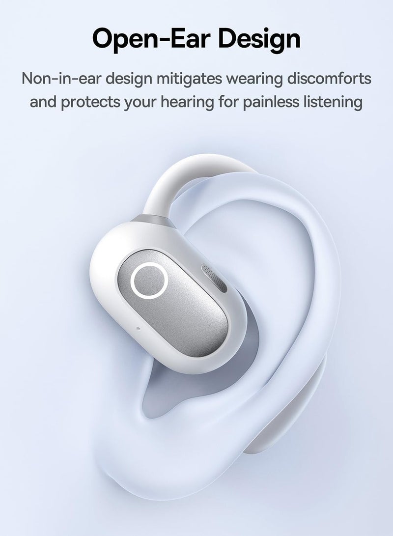 Open Ear Headphones With Directional Acoustics, Punchy Bass, Stable Fit, Ultra-Light Weight, IPX4 Waterproof, ENC Mics, Bluetooth 5.3 Wireless Earbuds For Running, Workout, Gym (Eli Sport 1) White