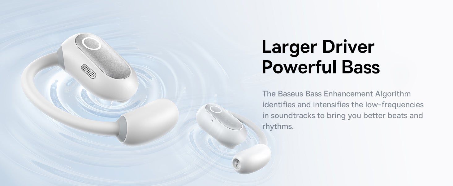 Open Ear Headphones With Directional Acoustics, Punchy Bass, Stable Fit, Ultra-Light Weight, IPX4 Waterproof, ENC Mics, Bluetooth 5.3 Wireless Earbuds For Running, Workout, Gym (Eli Sport 1) White