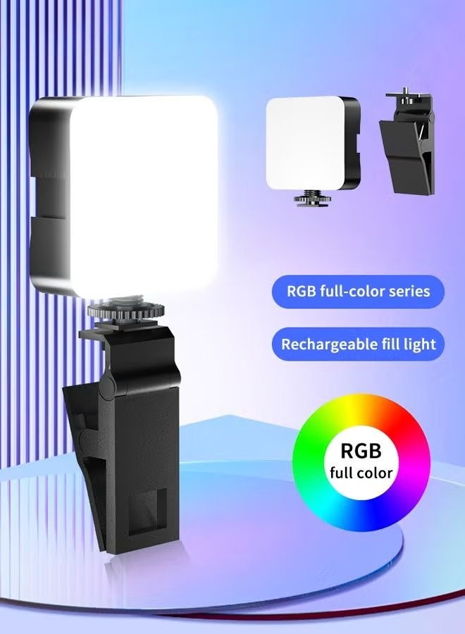 Portable RGB Video Light Fill Light 0-360 Full Color Video Light Dimmable 180 Degree Front and Rear Adjustment Angle for Photography,Video Conference,TikTok