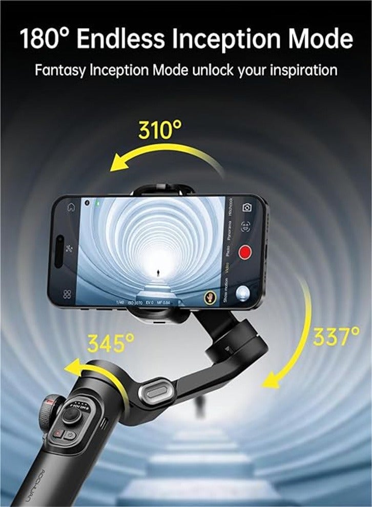 Phone Gimbal Stabilizer 3-Axis Smartphone Foldable Gimbal for iPhone Gimble with Focus Wheel TikTok YouTube Vlog Stabilizer for iPhone 15 14 13 12 Pro