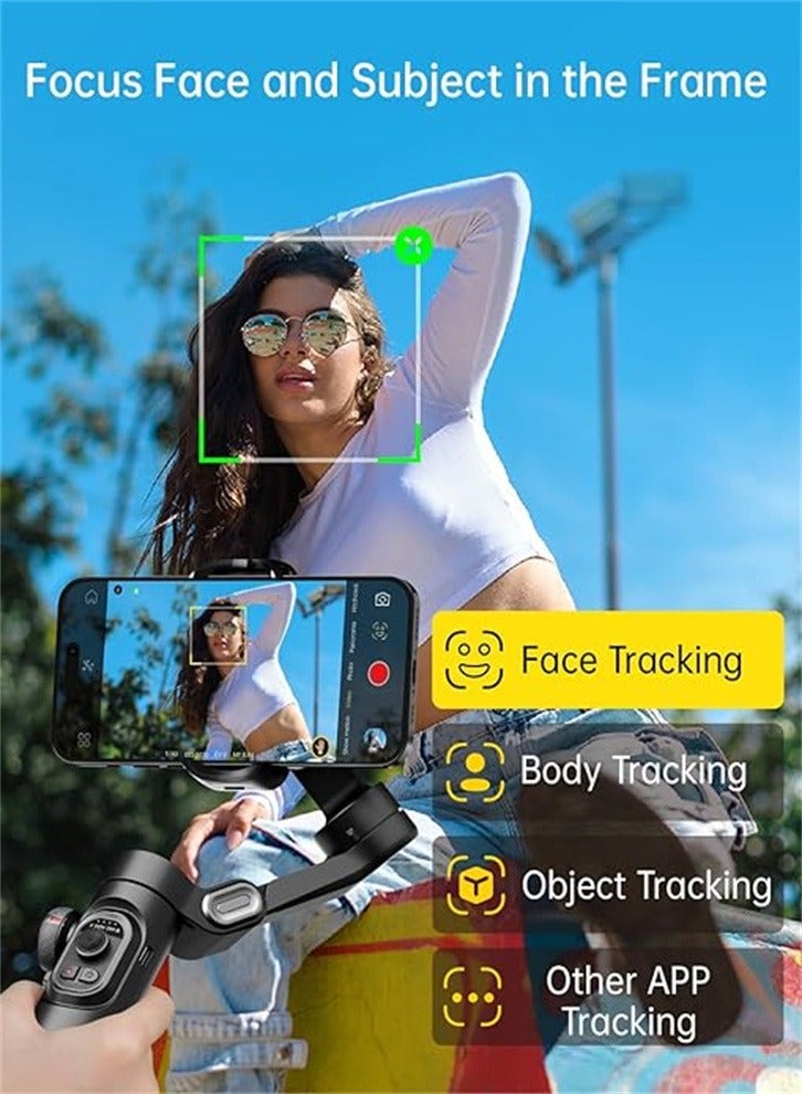 Phone Gimbal Stabilizer 3-Axis Smartphone Foldable Gimbal for iPhone Gimble with Focus Wheel TikTok YouTube Vlog Stabilizer for iPhone 15 14 13 12 Pro