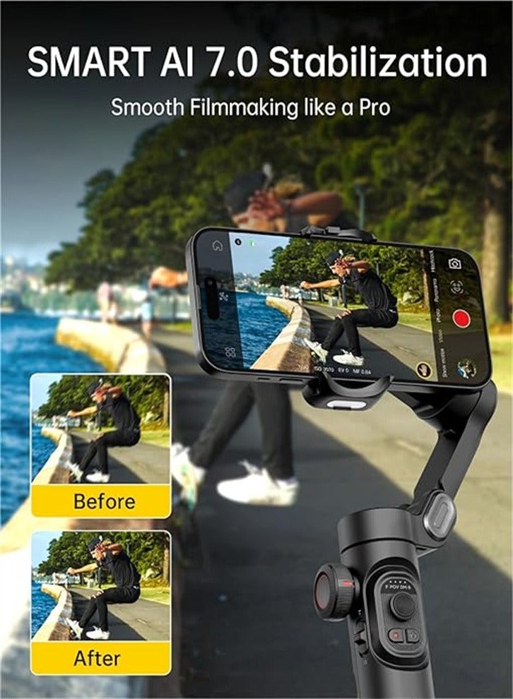 Phone Gimbal Stabilizer 3-Axis Smartphone Foldable Gimbal for iPhone Gimble with Focus Wheel TikTok YouTube Vlog Stabilizer for iPhone 15 14 13 12 Pro