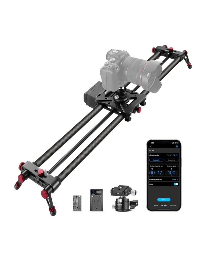 Neewer Motorized Camera Slider ER1-120cm with Remote Controller Carbon Fiber Track Rail with Mute Motor/Time Lapse Video Shooting