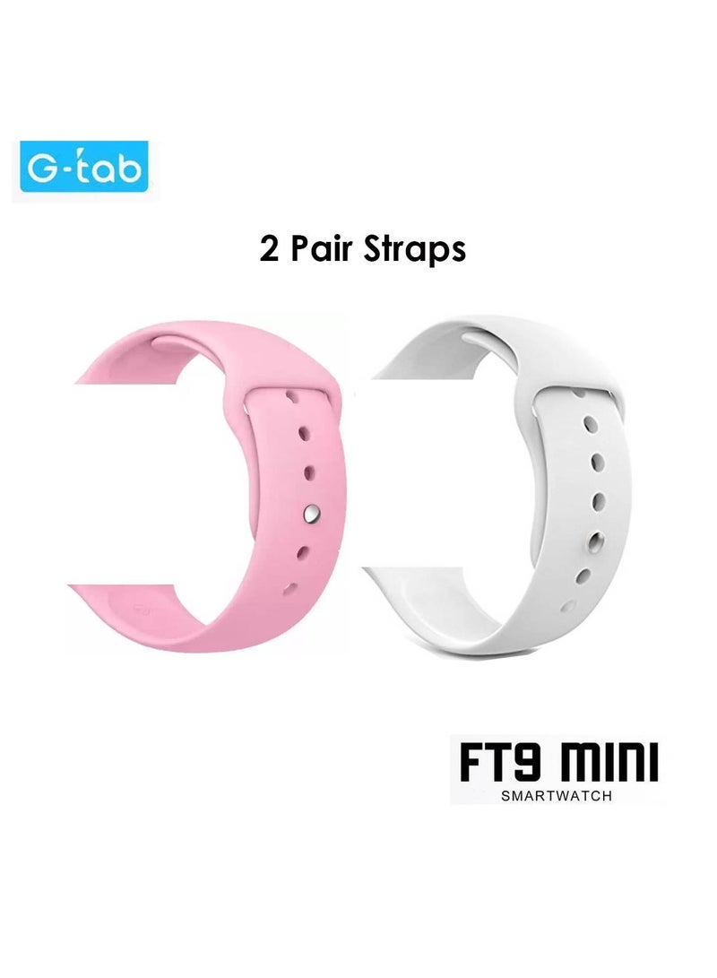 Gtab FT9 Mini Smart Watch With 41MM AMOLED Display 2 Pair Straps and Wireless Charger For Ladies and Girls Pink