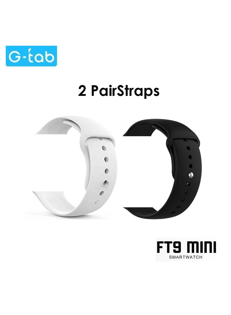 Gtab FT9 Mini Smart Watch With 41MM AMOLED Display 2 Pair Straps and Wireless Charger For Ladies and Girls Silver