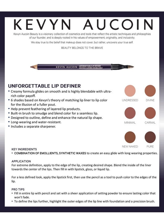 Unforgettable Lip Definer Divine: Longwearing Makeup Lip Definer. Waterresistant Defined Tip Accentuates Lips. Blendable. Dualended Pencil And Brush. All Skin Tones And Types.