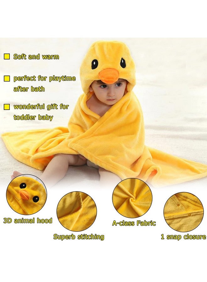 0 4 Years Toddlers' And Kids' Boys Girls Animal Face Hooded Blanket Baby'S Bathrobe Unisex Baby Plush After Bath Blanket (Yellow Duck)