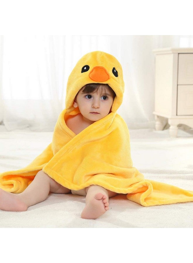 0 4 Years Toddlers' And Kids' Boys Girls Animal Face Hooded Blanket Baby'S Bathrobe Unisex Baby Plush After Bath Blanket (Yellow Duck)