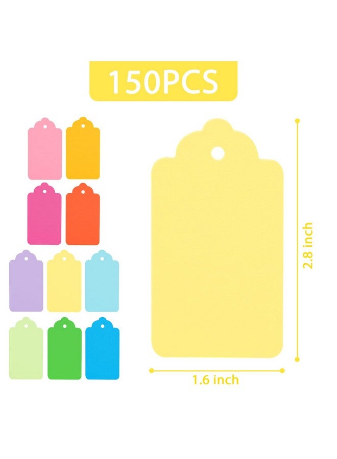 150Pcs Colored Gift Tags Small Paper Tags With String Decorative Hanging Tags Labels 10 Assorted Colors For Gift Box Wedding Clothes