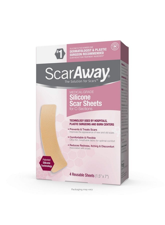 Goodsense Scaraway Advanced Skincare Silicone Scar Sheets For Csections Reusable Sheets (1.5” X 7”) For Hypertrophic And Keloid Scars From Injury Burn Surgery And More 4 Sheets