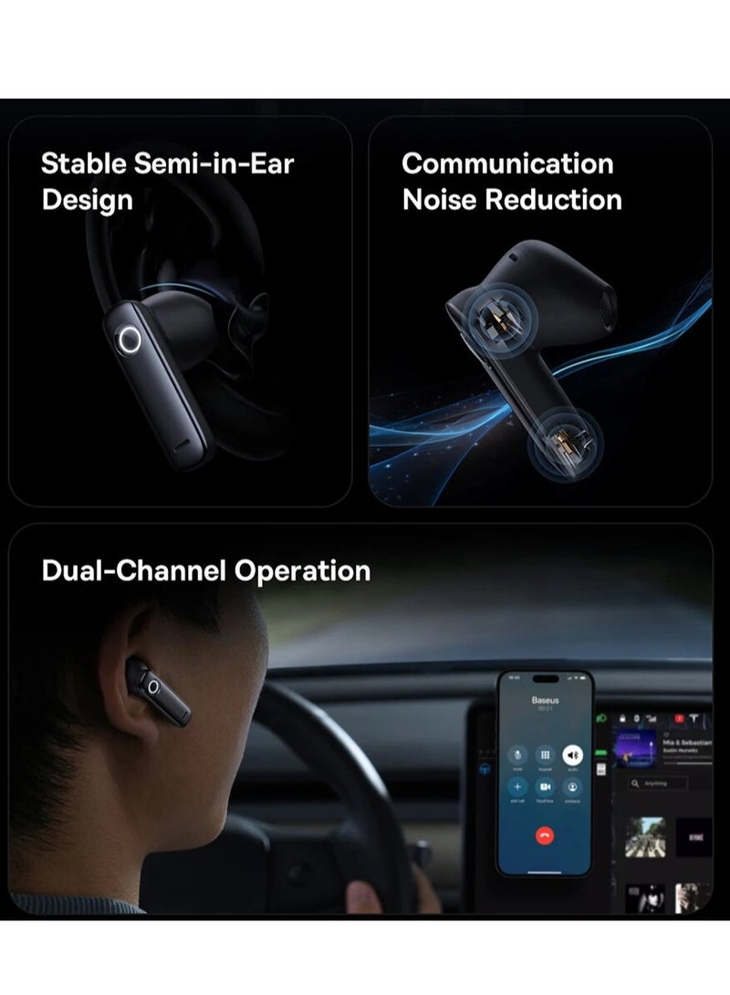 C-Mic CM10 Smart Unilateral Wireless Headphone For Car, Solar Charging Bluetooth 5.3 Wireless Earbuds For Android & iPhone, Ultra Comfort, 45 to 50 Hours Playtime Single-Ear Earbud- Black