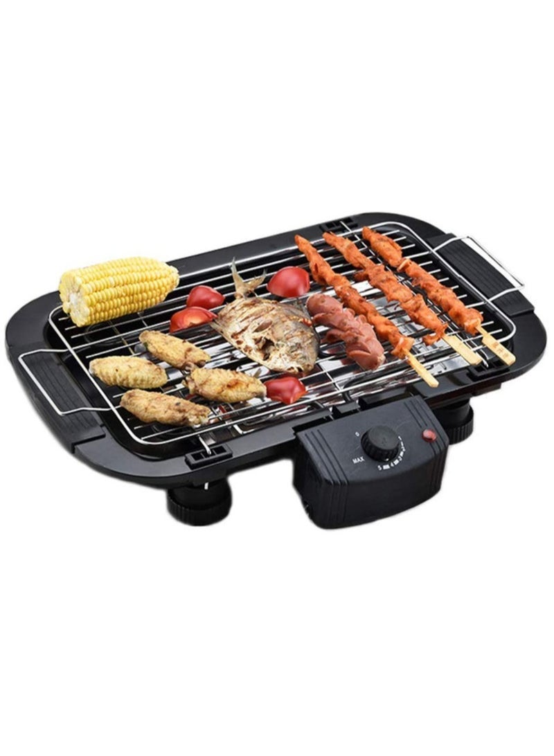 Smokeless Indoor/Outdoor Electric Grill Portable Tabletop Grill Kitchen BBQ Grills Adjustable Temperature Control,Removable Water Filled Drip Tray,2000W,Black（EU Plug）
