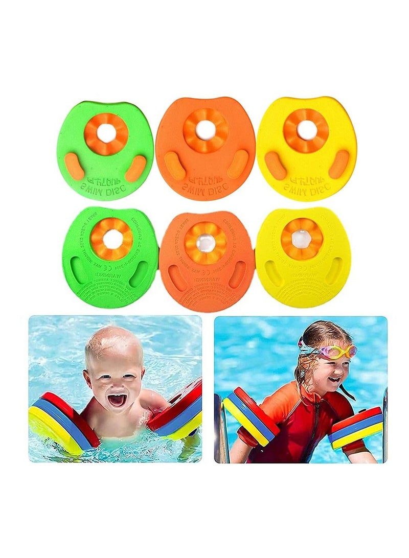 Swimming Arm Floats EVA Foam Arm Bands Floating Sleeves, Water Wings Swimming Arm Floats for 4 14 Year Old Kids Pool Baby Swimming Circles Summer Pool Swimming Supplies 6PCs