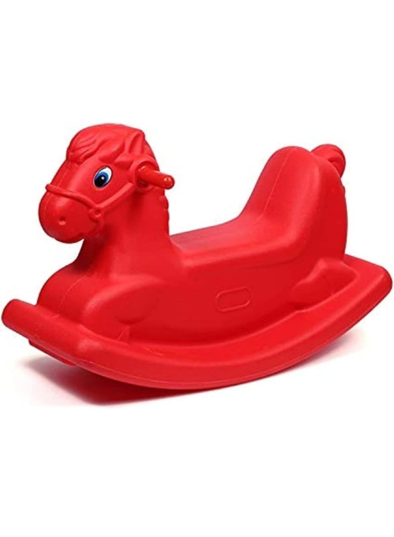 Plastic Horse Kids Rocking Ride Toy Red for Nursery and Playroom, Horse Rocking Chair for Kids Red