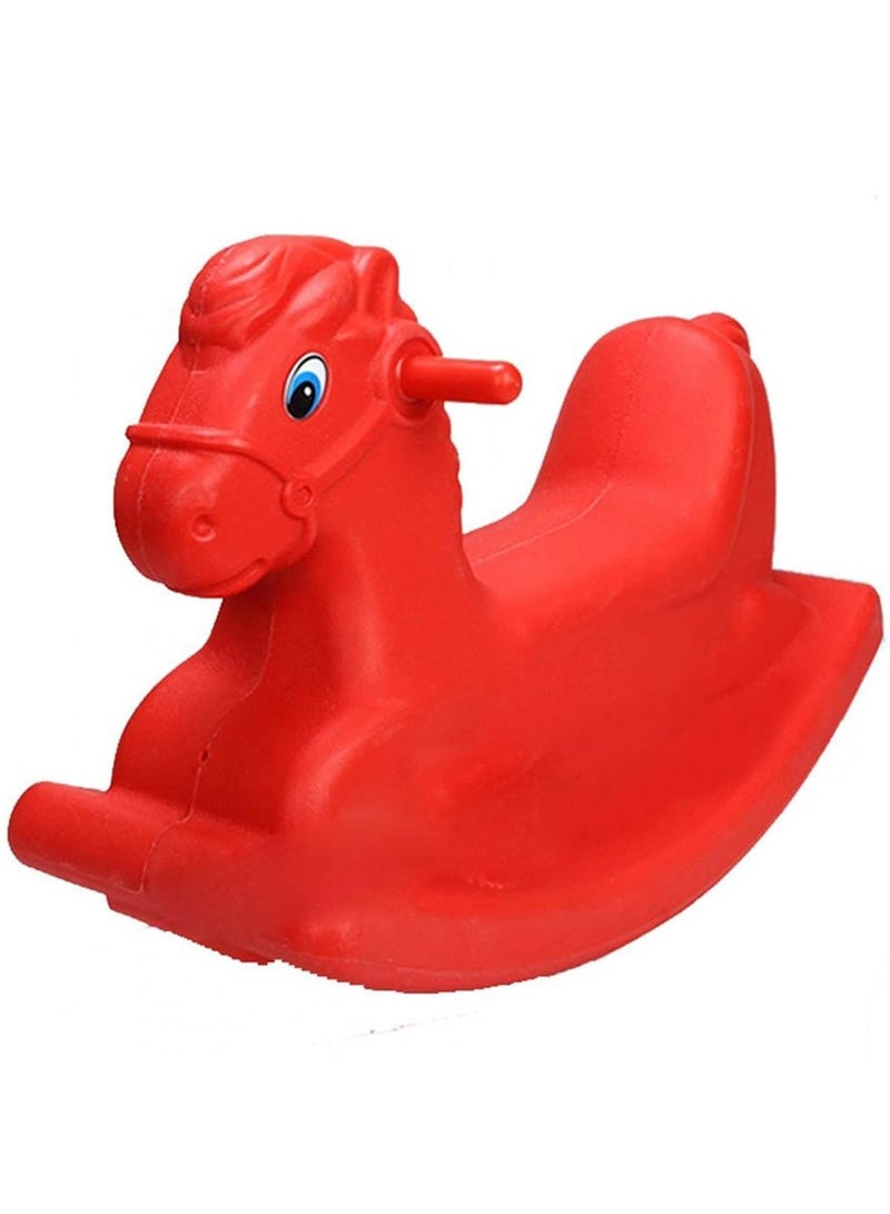 Plastic Horse Kids Rocking Ride Toy Red for Nursery and Playroom, Horse Rocking Chair for Kids Red