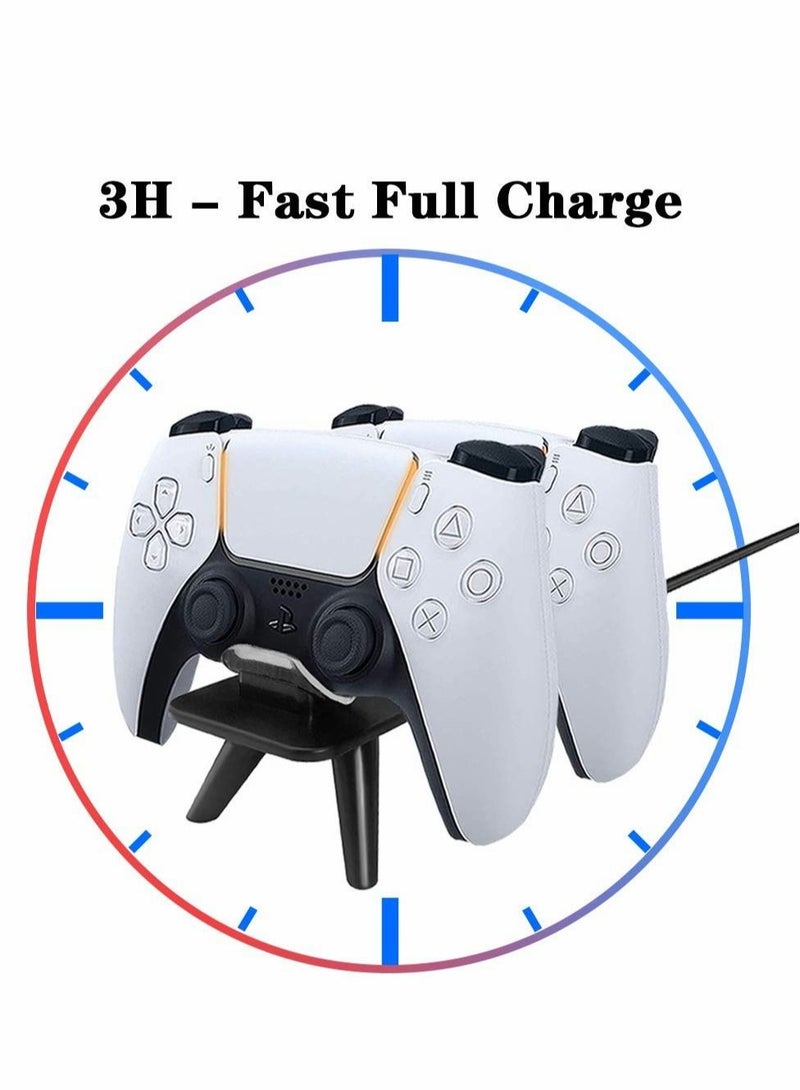 Controller Charger for PS5, Click in Fast Dual Charge Station Stand Dock with Fashion Blue LED Projection Light Playstation 5 Controllers