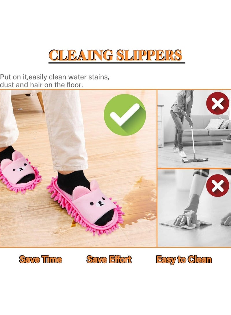 Cleaning Floor Slippers, Pair Detachable Mop Slippers Shoes Microfiber Chenille Soft Comfortable Dust Dirt Hair Cleaner, Men and Women Washable Unisex Dusting Slippers M