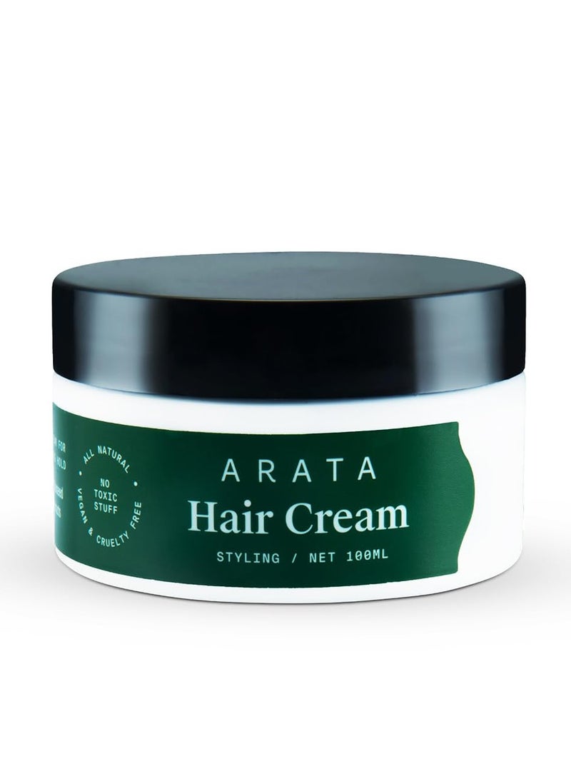 Arata Styling Hair Cream (100 ML) Boosts Moisture in Curly Hair Reduces Frizz and Tame Flyaways on Straight Hair Adds Soft Hold and Control to Short Hair