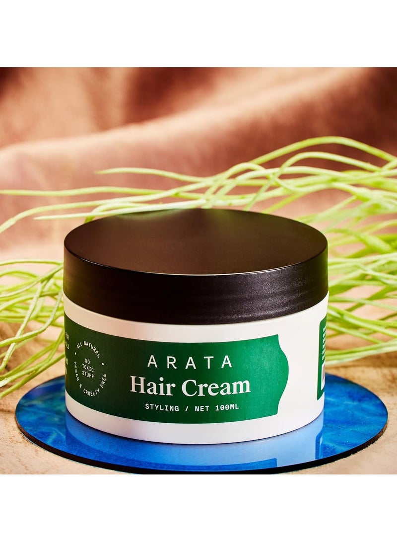 Arata Styling Hair Cream (100 ML) Boosts Moisture in Curly Hair Reduces Frizz and Tame Flyaways on Straight Hair Adds Soft Hold and Control to Short Hair