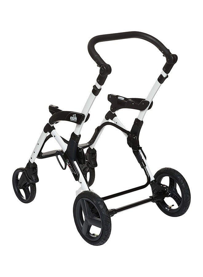 Dinamico Baby Stroller Aluminium Frame Base Universal Newborn/Infant/Baby/Kids Lightweight, Foldable, Hand Fold 0-22 Kg - White