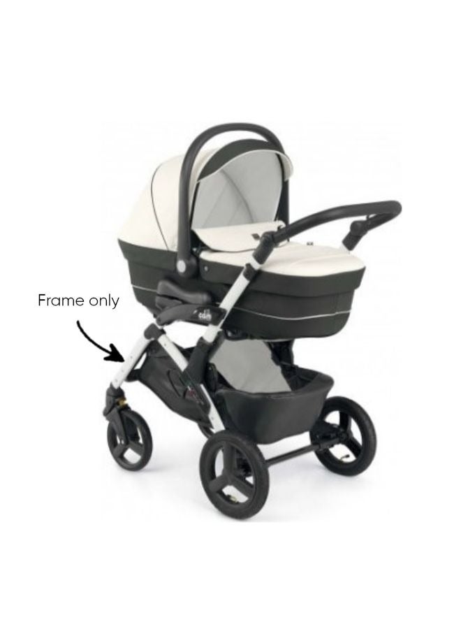Dinamico Baby Stroller Aluminium Frame Base Universal Newborn/Infant/Baby/Kids Lightweight, Foldable, Hand Fold 0-22 Kg - White
