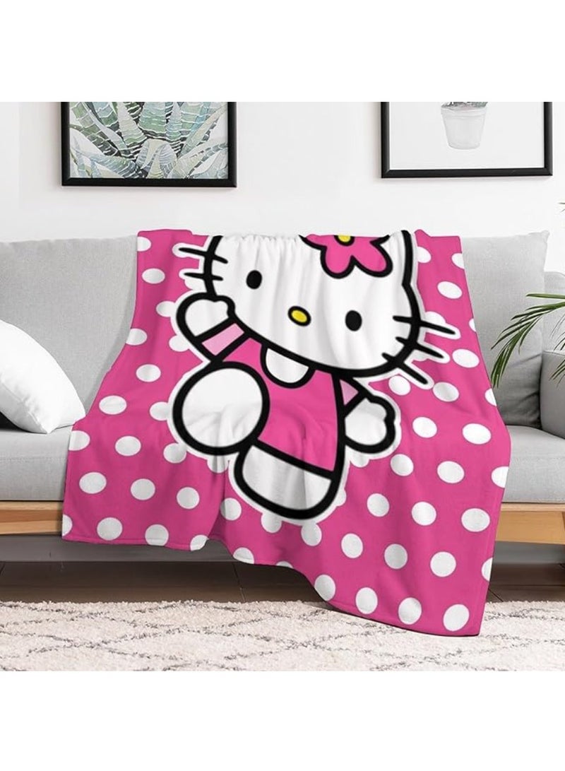 Cute Cartoon Blanket Kawaii Cat Throw Blanket for Girls Kids, Super Soft Fleece Warm Cozy Plush Gifts Blankets for Sofa Bed