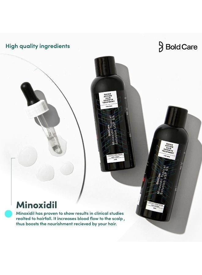 5% Minoxidil Hair Regrowth Serum for Men - 60ml Pack of 3 - Clinically Tested - For Hair Fall Control & Hair Growth