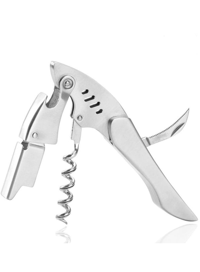 Multifunctional Waiters Corkscrew, Stainless Steel, Bottle Opener with Foil Cutter, Portable, Strong and Durable Camping Accessory