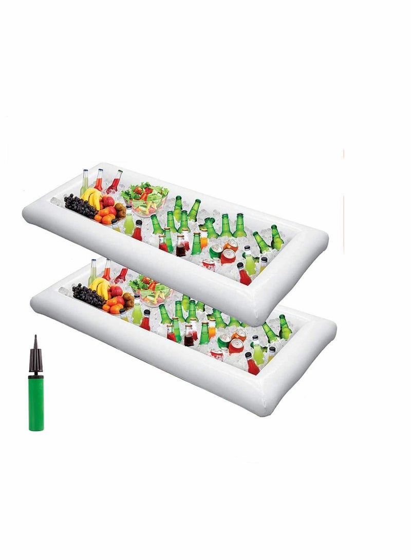 Inflatable Serving Bar 3 Pack Ice Buffet Salad Cooler Food Drink Containers with Drain Plug BBQ Picnic Pool Party Supplies