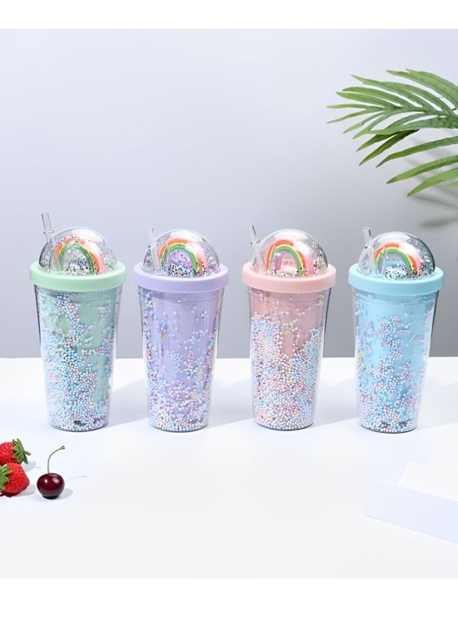 Rainbow Tumbler Cups Bottle For Water & Shakes and Coffee with Lids and Straws Unbreakable Reusable and Versatile Cups for Travel Hiking Camping Sports and Outdoors