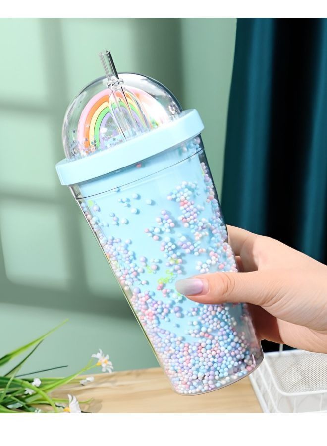 Rainbow Shakes and Coffe Bottle with Lids and Straws, Unbreakable, Durable, Safe, and Fun Tumbler