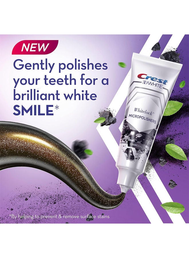 3D White Whitelock Micropolisher Toothpaste - Charcoal with Fresh Mint Flavor 88ml Pack of 3