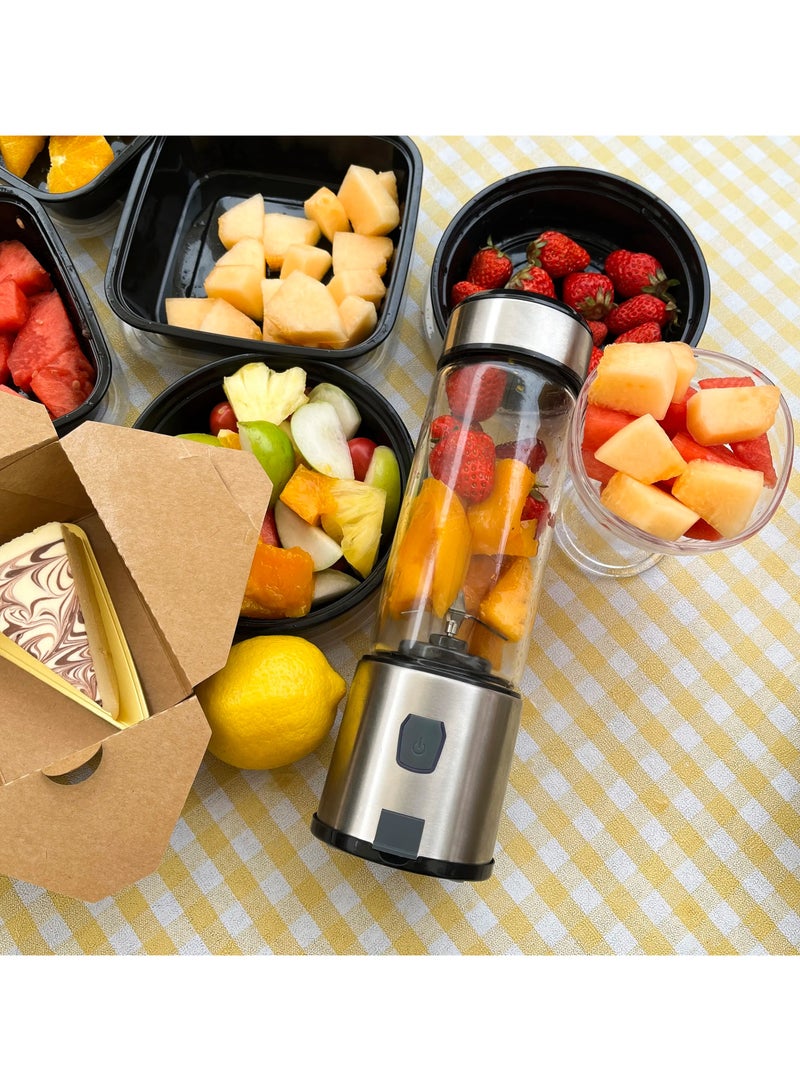 Portable Blender Cup, Electric USB Juicer Blender, Mini for Shakes and Smoothies, Juice,380ml, Six Blades Great Mixing, Light