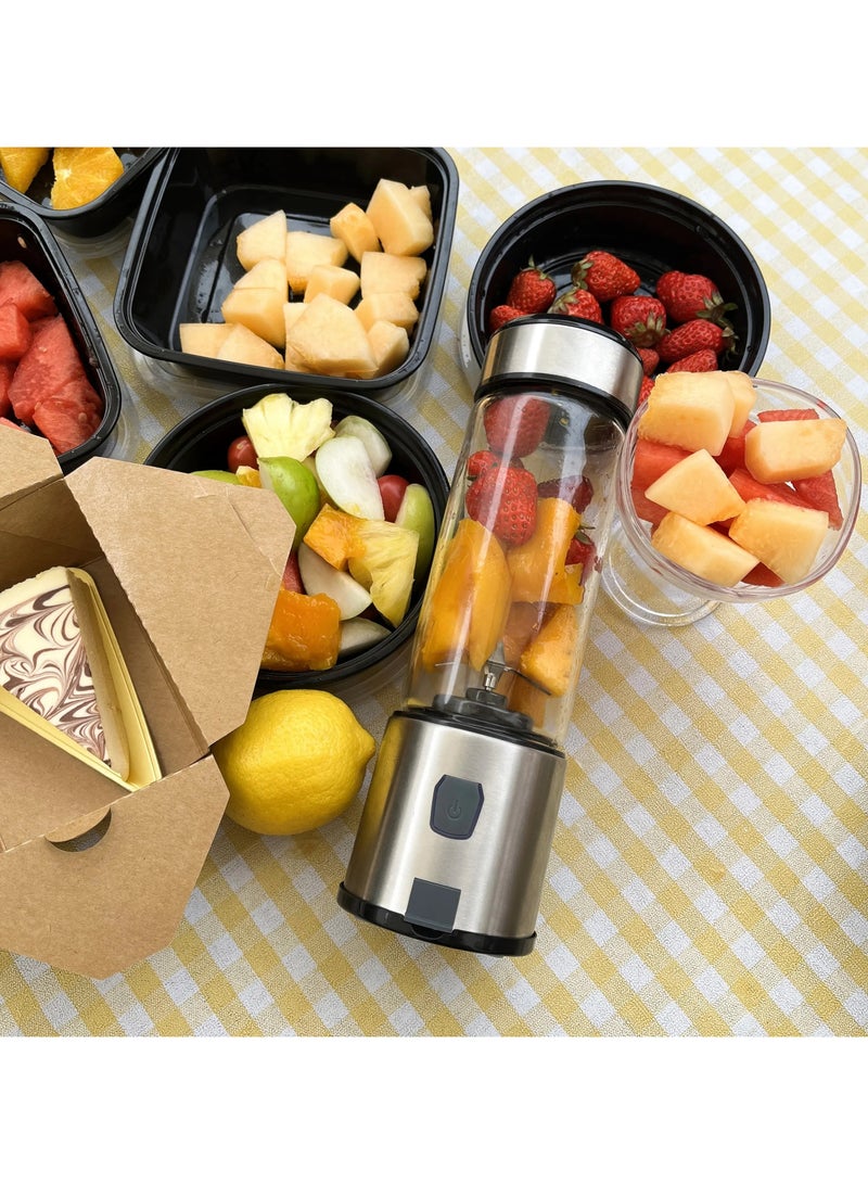 Portable Blender Cup, Electric USB Juicer Blender, Mini for Shakes and Smoothies, Juice,380ml, Six Blades Great Mixing, Light