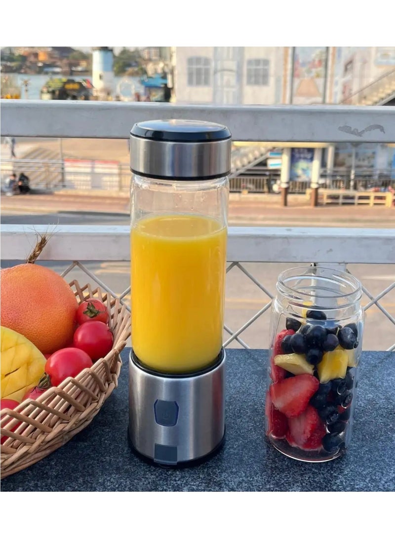 Portable Blender Cup, Electric USB Juicer Blender, Mini for Shakes and Smoothies, Juice,380ml, Six Blades Great Mixing, Light