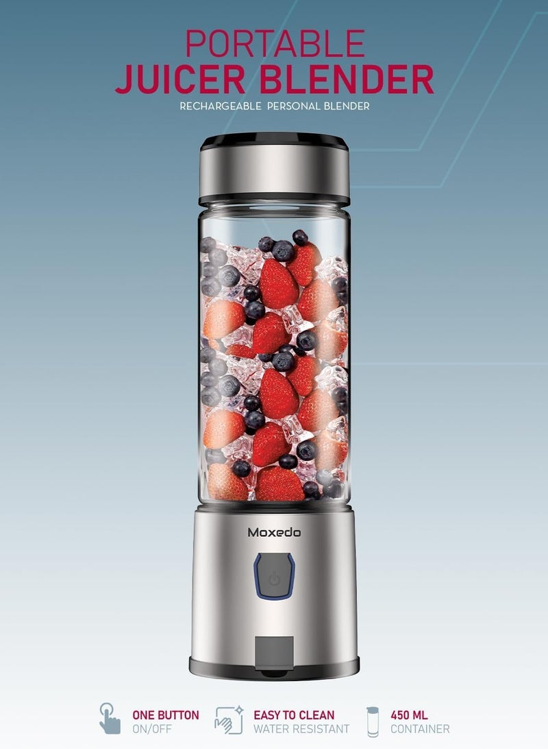 Portable Blender Cup, Electric USB Juicer Blender, Mini for Shakes and Smoothies, Juice,380ml, Six Blades Great Mixing, Light