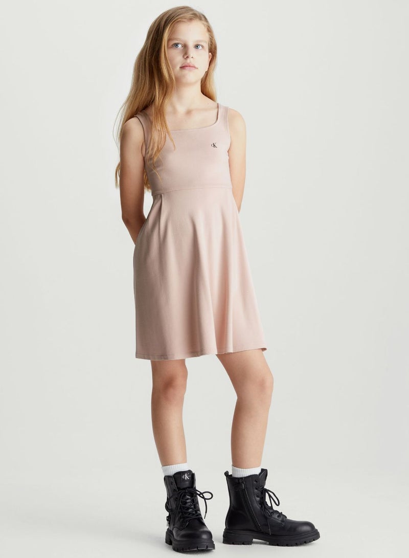 Youth Logo Tape Fit & Flare Dress