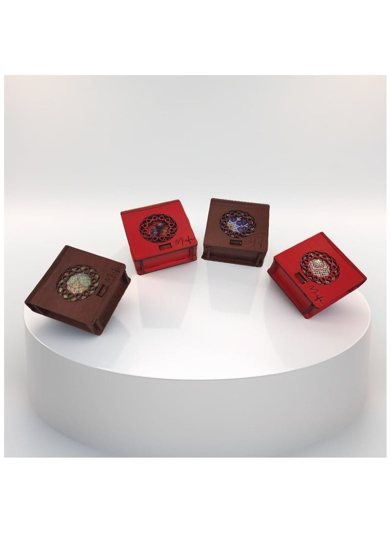 Scented Candle In Wood Crafted Box - Assorted Pack of 4 - Small