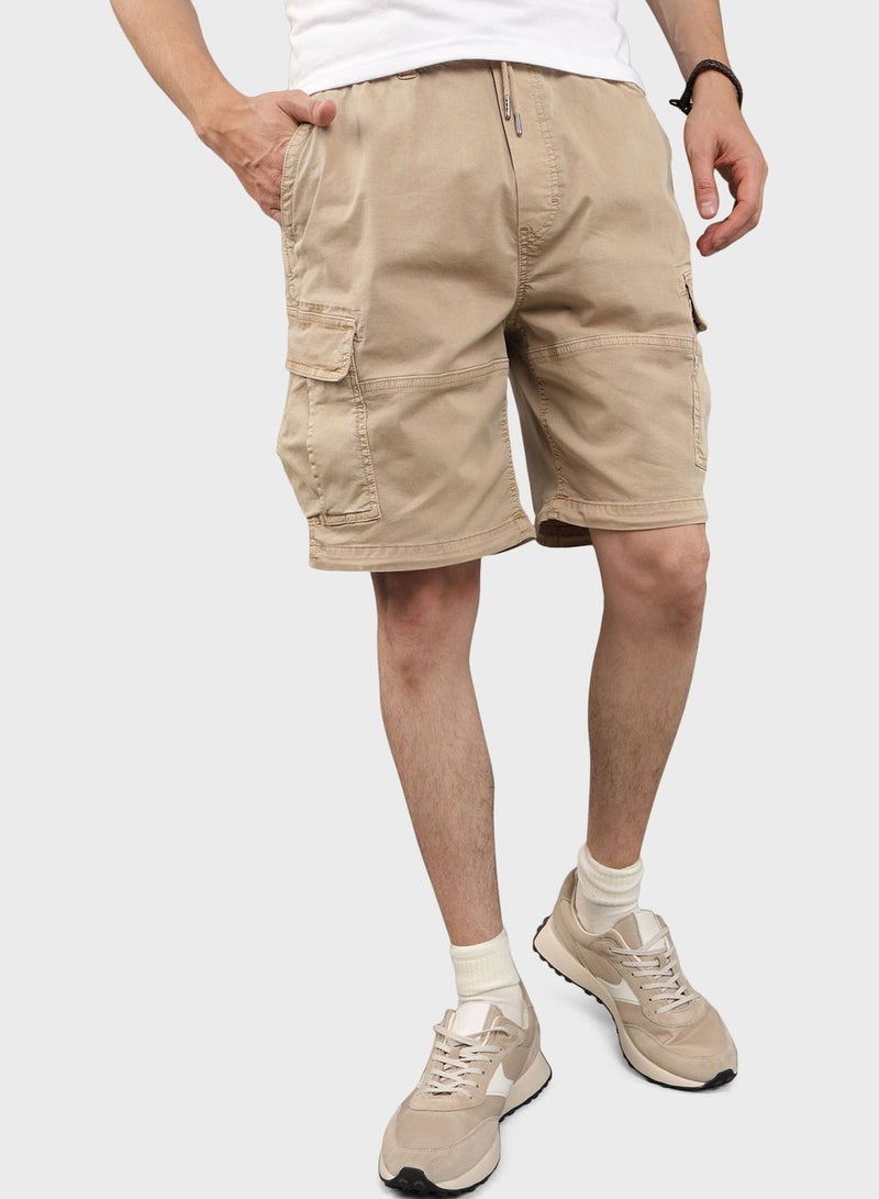 Drawstring Parachute Cargo Shorts