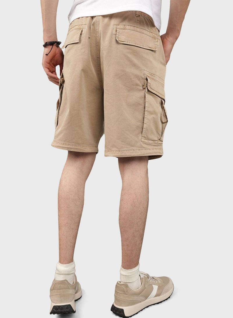 Drawstring Parachute Cargo Shorts