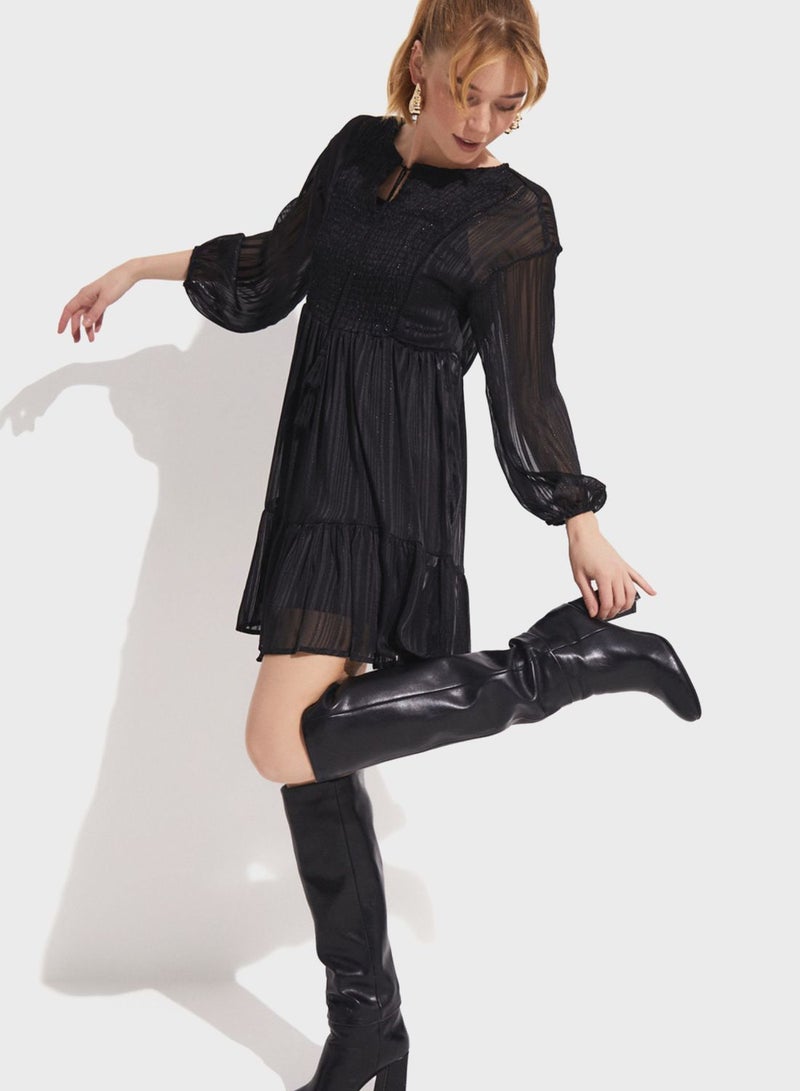 Tiered Puff Sleeve Dress