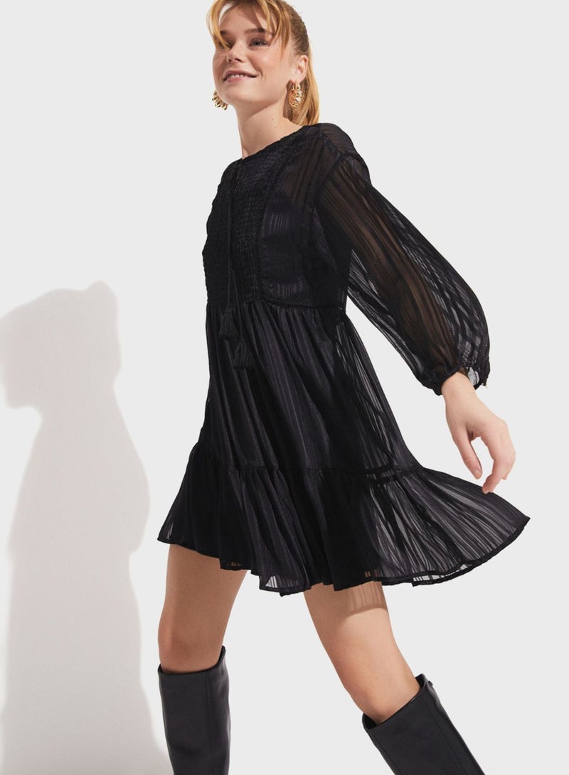 Tiered Puff Sleeve Dress