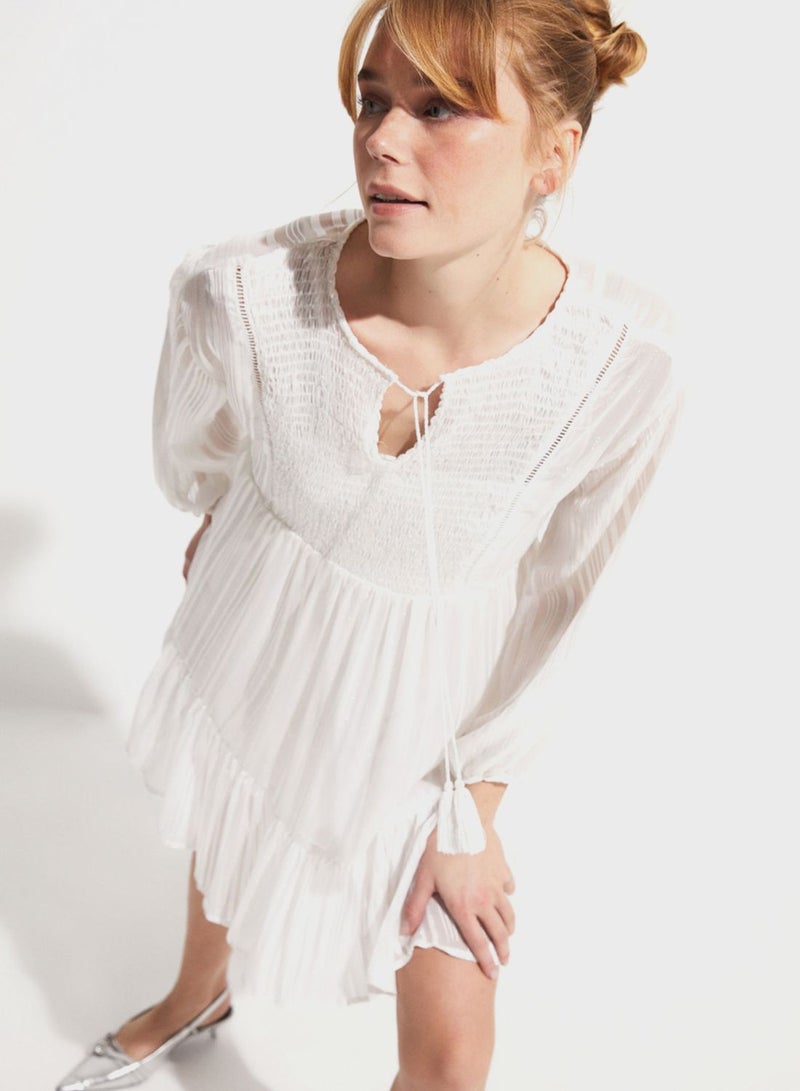 Tiered Puff Sleeve Dress