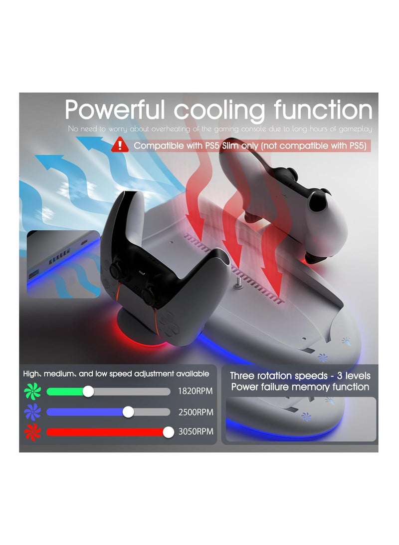 Cooling Station and Controller Charging Station for PS5 Slim Stand