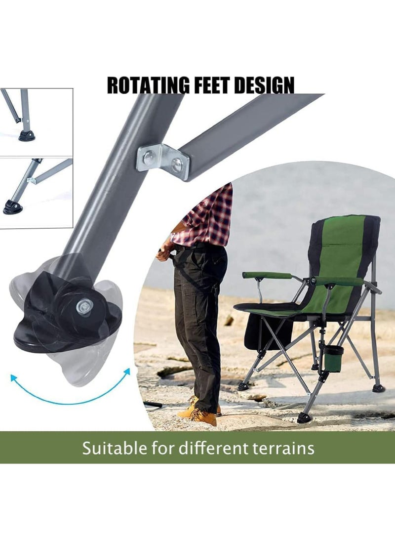 Outdoor Portable Camping Chair Lightweight Folding Camping Chair Heavy Duty Support 145KG High Back Padded Lawn Chair with Arm Rest Cup Holder and Portable Carrying Bag