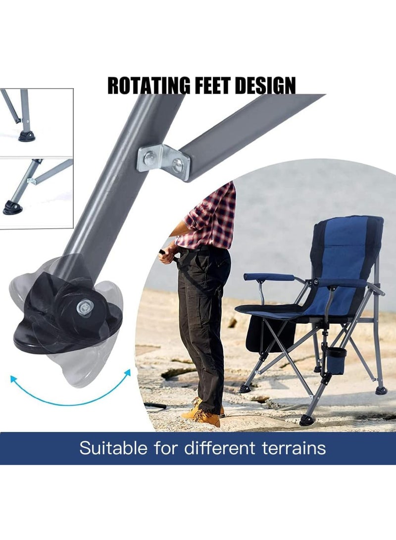 Outdoor Portable Camping Chair Lightweight Folding Camping Chair Heavy Duty Support 145KG High Back Padded Lawn Chair with Arm Rest Cup Holder and Portable Carrying Bag