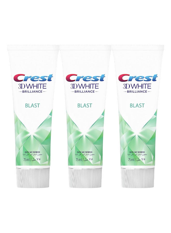 3D White Brilliance Whitening + Freshness Toothpaste - Blast 75ml Pack of 3