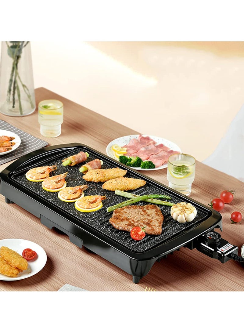 Electric Grill Pan, Grilling Machine, Multifunctional Grill Pan, Electric Frying Pan, Smokeless Non-Stick Frying Pan, Fried Fish Pan, Adjustable Tempe