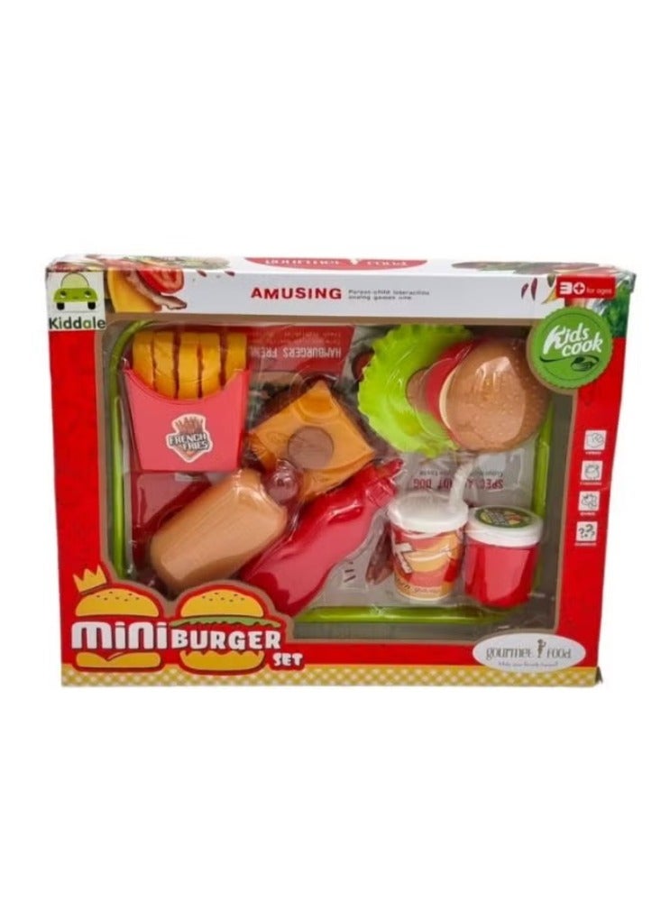Kiddale Mini Burger Playset Pretend Toy|Food Toys Set|Preschool Kitchen Set Food Toys for Restaurant| For Boys and Girls 4-8 years